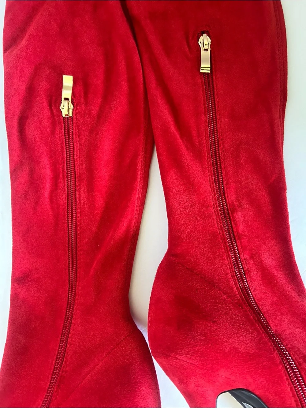 Azalea Wang Taytay Red Thigh High Stretch Stiletto Boot Pants Size 9